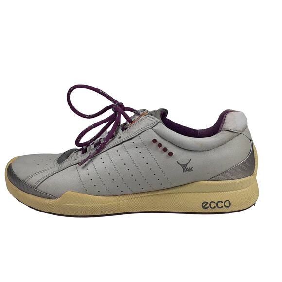Ecco Yak Purple Gray Cream Womens Spike less Golf Shoes 5 1/2 37 - Picture 1 of 6